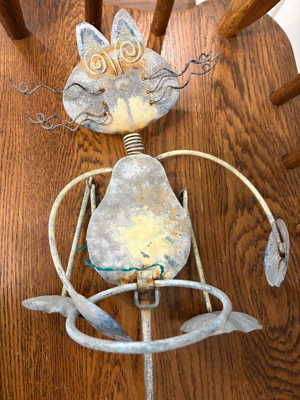 Unbranded Metal Cat Garden Stake with Spring Neck